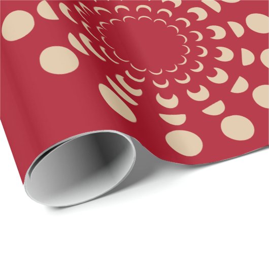 Moonfasen, astrologisch, goud, rood, hemellichamen cadeaupapier (Rol Hoek)