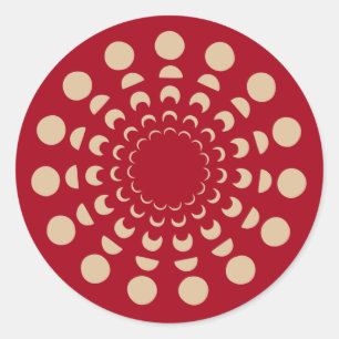 Moonfasen, astrologisch, goud, rood, hemellichamen ronde sticker