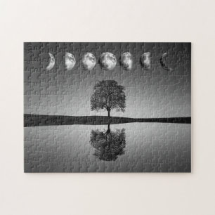 Moonfasen en gloeiende sterren, Lone Tree & Lake, Legpuzzel