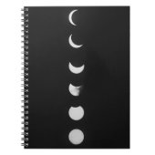 Moonfasen en -knipsels in zwart-wit notitieboek (Voorkant)