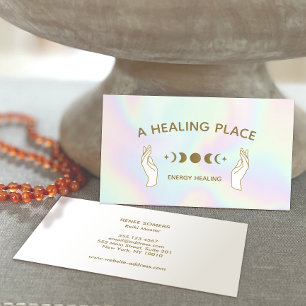 Moonfasen voor Healer Holographic Hands Moon Visitekaartje