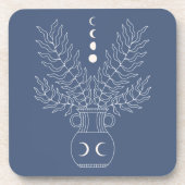 Moonfases bladeren alchemy foliage urn slate blue bier onderzetter (Voorkant)