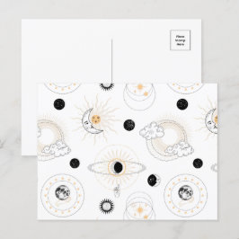 Moonfases zon gestileerde retro  planeten briefkaart