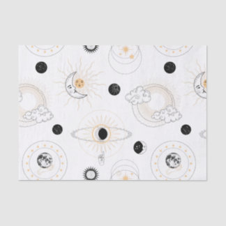 Moonfases zon gestileerde retro planeten tissuepapier