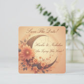 Moonflower Bewaar de datum bruiloft aankondiging (Staand voorkant)