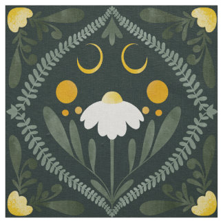 Moonflower Grid | Donkergroene Forrest Stof