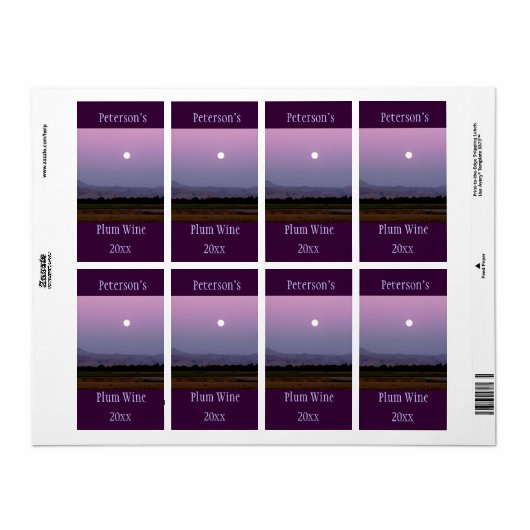 Moonglow Wine Label (Full Sheet)