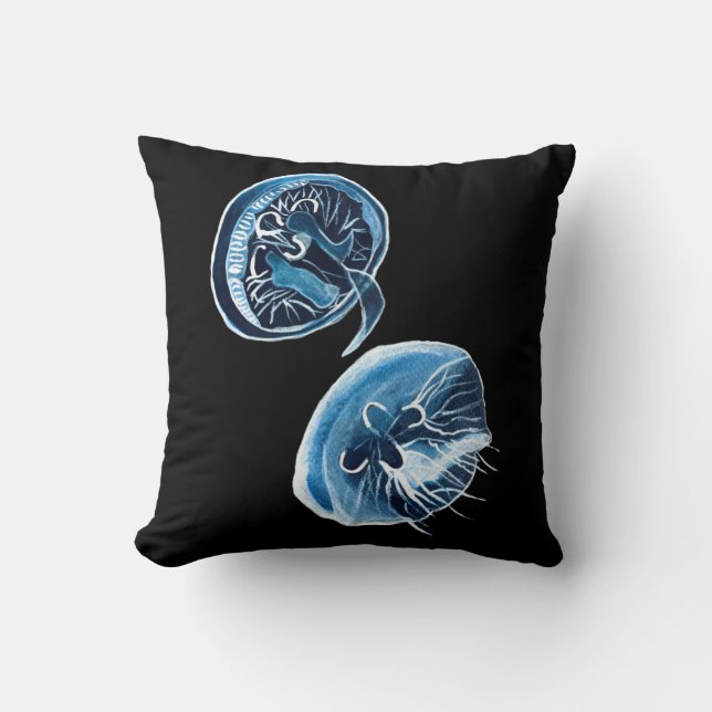 MoonJellyfish waterverf art Kussen (Voorkant)