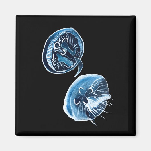 MoonJellyfish waterverf art Magneet (Voorkant)