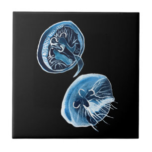 MoonJellyfish waterverf art Tegeltje
