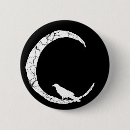 Moonknop Halloween Raven en crescent Ronde Button 5,7 Cm