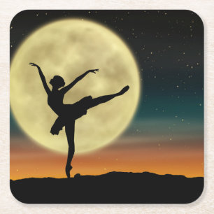 Moonlight Ballet Vierkante Kartonnen Onderzetter