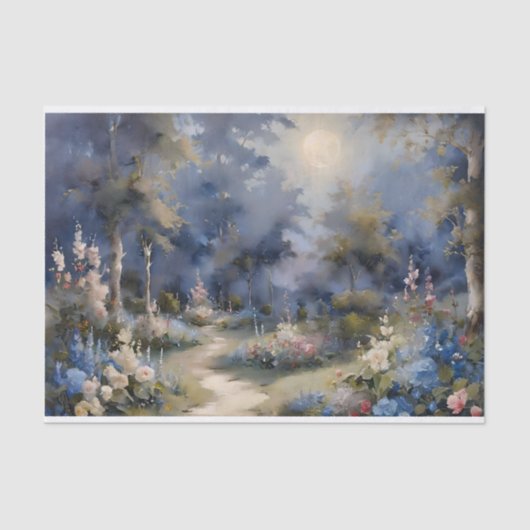 Moonlight betoverde tuin decoupage tissuepapier (Voorkant)