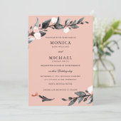 Moonlight Bloom | Moderne botanische bruiloft Kaart (Staand voorkant)