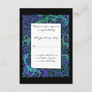 Moonlight Blue Celtic Animals Design Wedding RSVP