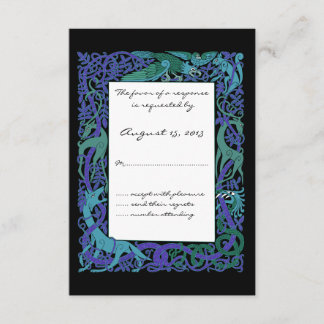 Moonlight Blue Celtic Animals Design Wedding RSVP Kaartje