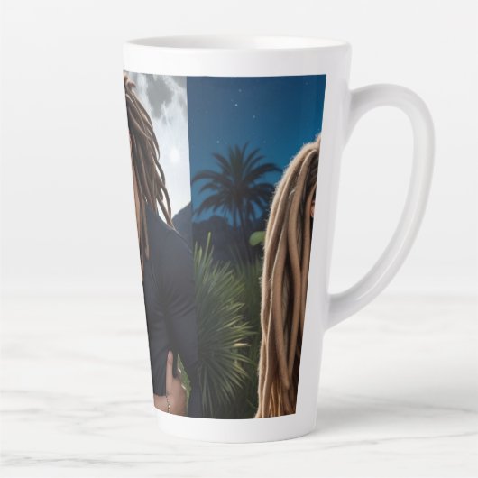 Moonlight Couple Love Mug – Romantic Digital Art Latte Mok (Rechts)