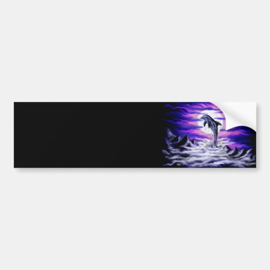 Moonlight Dolphin Bumpersticker (Voorkant)