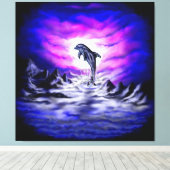 Moonlight Dolphin Canvas Afdruk (Insitu (Houten vloer))