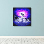 Moonlight Dolphin Canvas Afdruk (Insitu (Houten vloer))