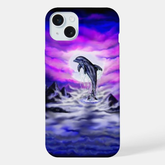 Moonlight Dolphin iPhone Hoesje (Achterkant)