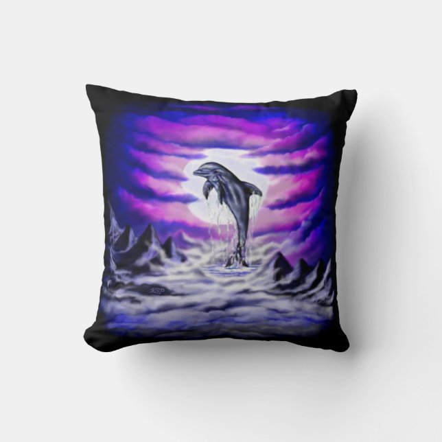 Moonlight Dolphin Kussen (Voorkant)