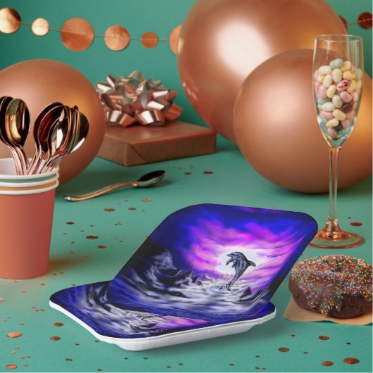 Moonlight Dolphin Papieren Bordje (Multi)