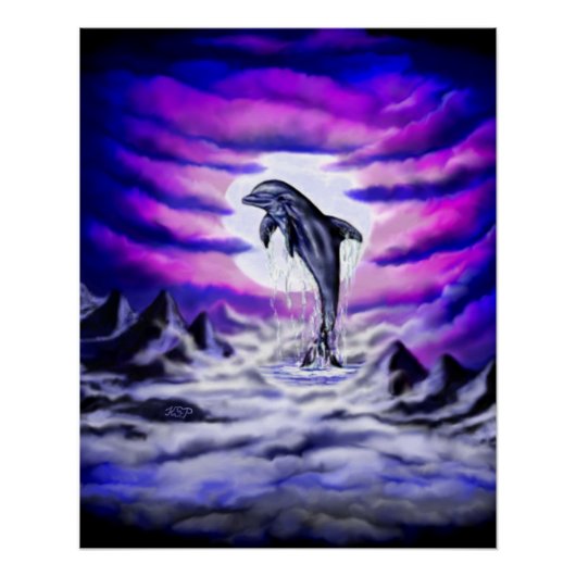 Moonlight Dolphin Perfect Poster (Voorkant)