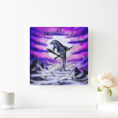 Moonlight Dolphin Vierkante Klok (Huis)