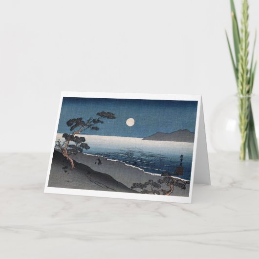 Moonlight en Lonely Shore, Hiroshige, Ukiyo-e Kaart (Voorkant)