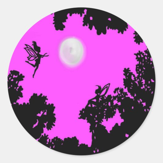 Moonlight Faeries in het bos Ronde Sticker (Voorkant)