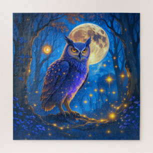 Moonlight Forest Spirits - Betoverde uil Puzzel In