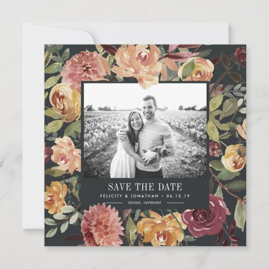Moonlight Garden Photo Save the Date Card (Voorkant)