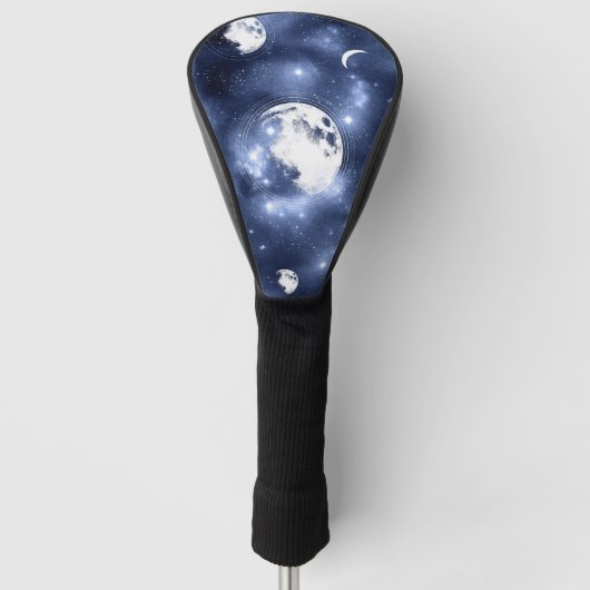 Moonlight Glow | Moon Phases in Sky Clouds Golfheadcover (Voorkant)