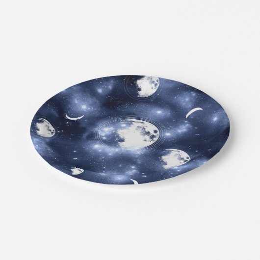 Moonlight Glow | Moon Phases in Sky Clouds Papieren Bordje (Gekanteld)