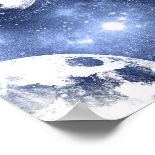 Moonlight Glow | Moon Phases in Sky Clouds Poster (Hoek)