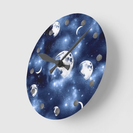 Moonlight Glow | Moon Phases in Sky Clouds Ronde Klok (Hoek)