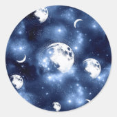 Moonlight Glow | Moon Phases in Sky Clouds Ronde Sticker (Voorkant)