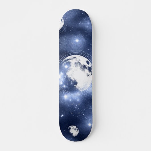 Moonlight Glow | Moon Phases in Sky Clouds Skateboard (Voorkant)
