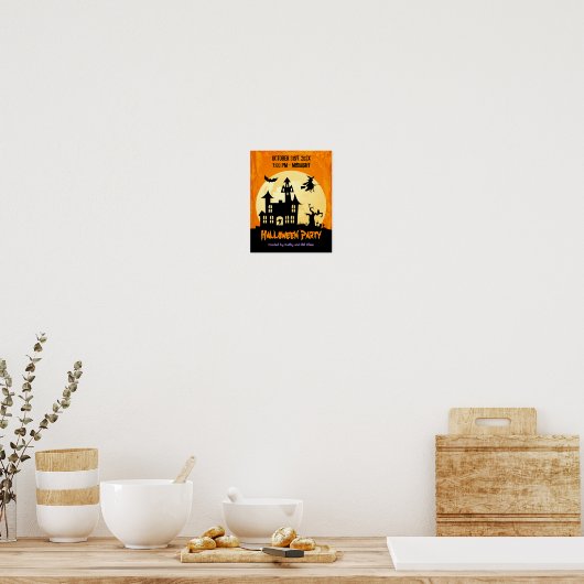 Moonlight Haunted House in Graveyard - Halloween Poster (Keuken)