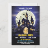 Moonlight Haunted House Spooky Halloween Party Kaart (Voorkant)