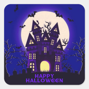 Moonlight Haunted Mansion Vierkante Sticker