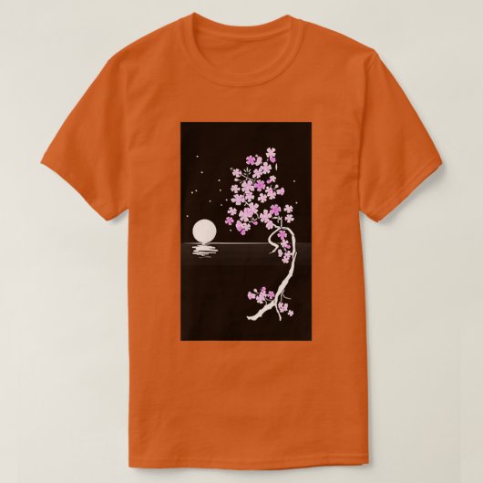 Moonlight Japanese Sakura Cherry Blossom T-Shirt (Design voorkant)