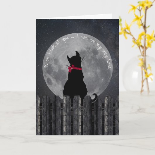 Moonlight Kat op hek Kaart (Gele Bloem)