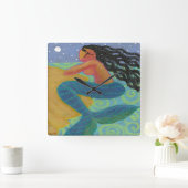 Moonlight Mermaid Abstracte Art Square Wall klok (Huis)
