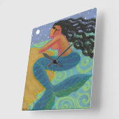 Moonlight Mermaid Abstracte Art Square Wall klok (Hoek)