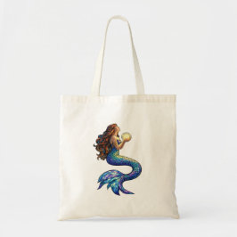 Moonlight Mermaid Stained Glass Art Tote Bag