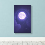 Moonlight Minds - Dromerig Kosmisch Astrologie Can Canvas Afdruk (Insitu (Houten vloer))