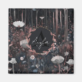 Moonlight Monogram Whimsical Forest Wildflower Magneet (Voorkant)