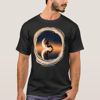 Moonlight Muse–Celestial Woman with Crescent Moon T-shirt